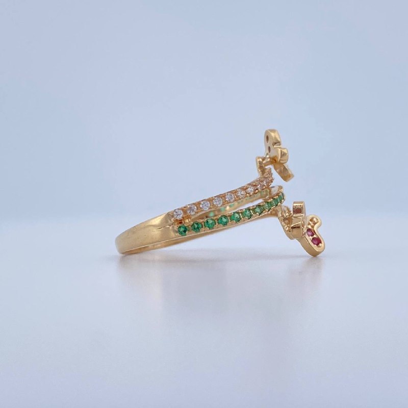 Anillo Mariposas Doble Carril 2.35gr / T6 1/4 / Oro Amarillo 18K &