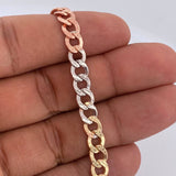 Pulso Cubana 7.2gr / 21.6cm / Tres Oros +3 14K Italy &