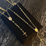 Rosario Virgen Milagrosa 6.75gr / 50cm 3mm Bola Diamantada Oro Amarillo
