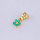 Dije Flor 5 Petalos Esmeraldas 0,15Pts 0.45 g / 1.3 cm Oro Amarillo 18K