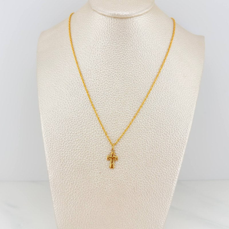 Set Cadena Lazo + Dije Cruz Templaria / 1,35 gr / 45 cm Oro Amarillo 18K