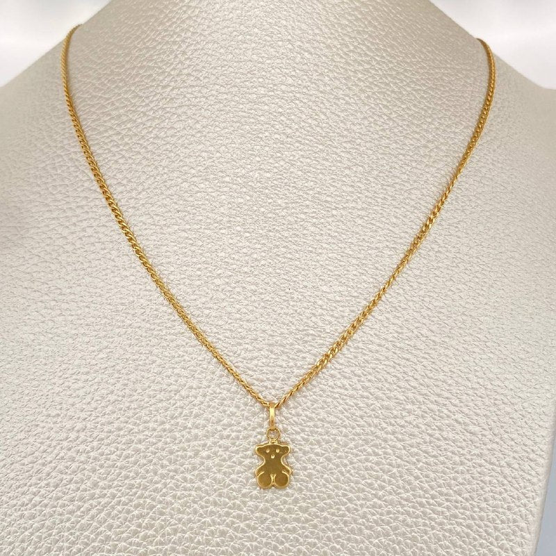 Set Cadena y Dije Mini Cubana + Oso 1.55gr / Oro Amarillo 18K (Oferta) $