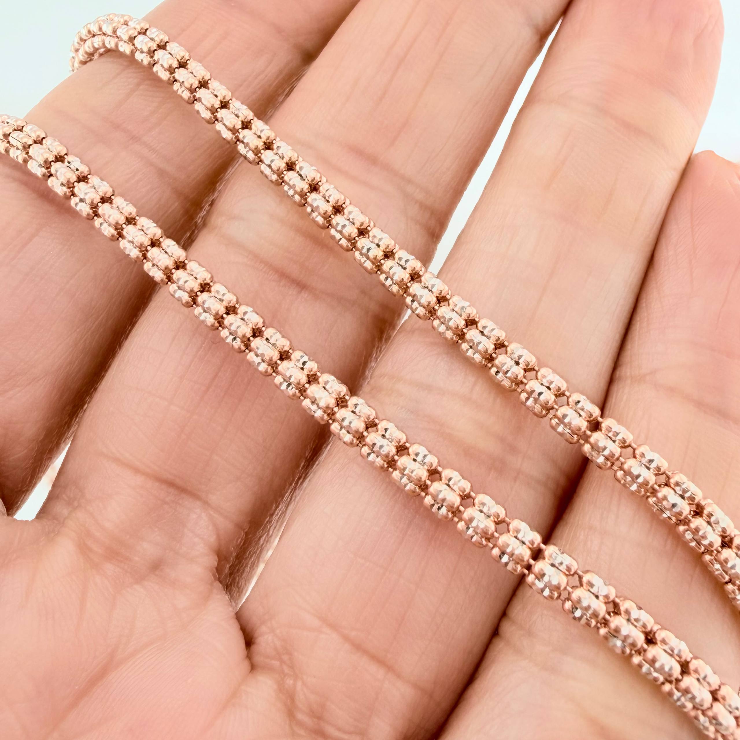Cadena Ice 24 g / 70.4 cm / 3 mm Dos Oros Blanco Rosa 18K