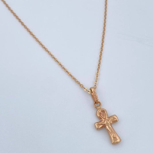 Set Cadena y Dije Aro Seguido + Cruz Cristo 1.35gr / Oro Amarillo 18K (Oferta) $