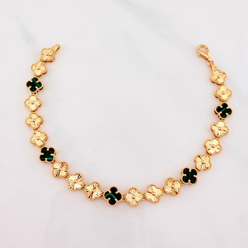Pulso Trebol Diamantado 9.2 g / 18 cm / 7.2 mm Oro Amarillo 18K