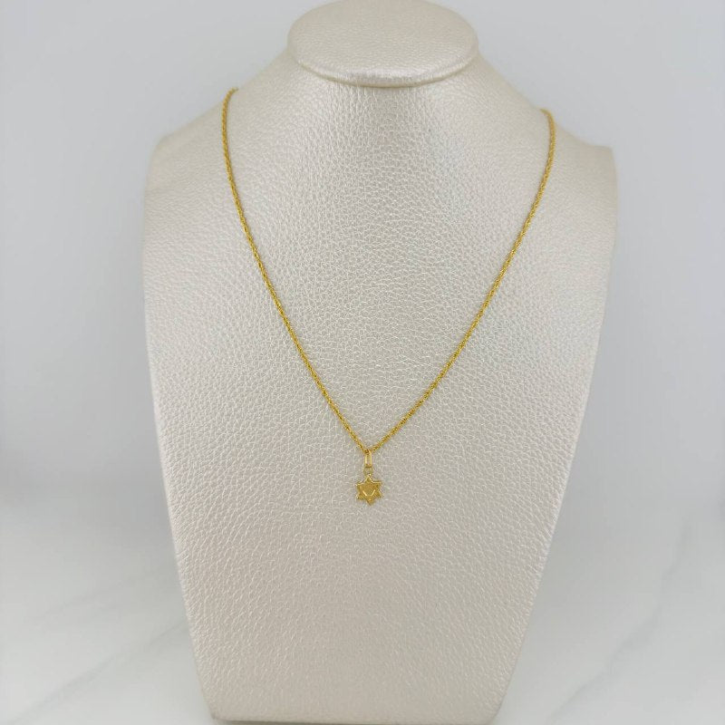 Set Cadena Lazo + Dije Estrella De David / 1,2 gr / 45 cm Oro Amarillo 18K