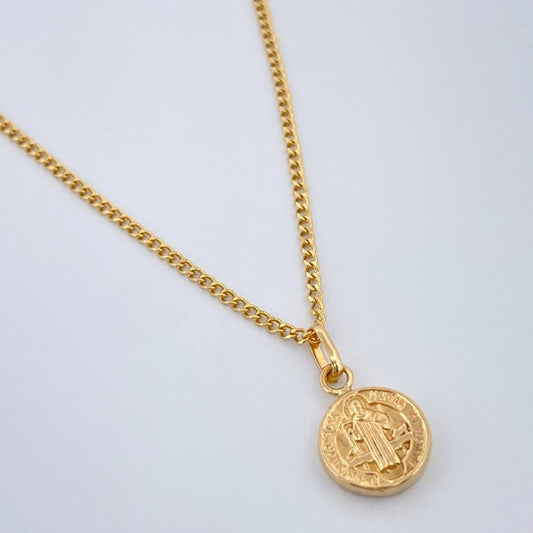 Set Cadena y Dije Mini Cubana + San Benito 1.65gr / Oro Amarillo 18K (Oferta) $
