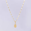 Set Cadena Flor Espejo + Dije Virgen Milagrosa / 1.25g / 45cm Oro Amarillo 18K