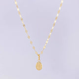 Set Cadena Flor Espejo + Dije Virgen Milagrosa / 1.25g / 45cm Oro Amarillo 18K
