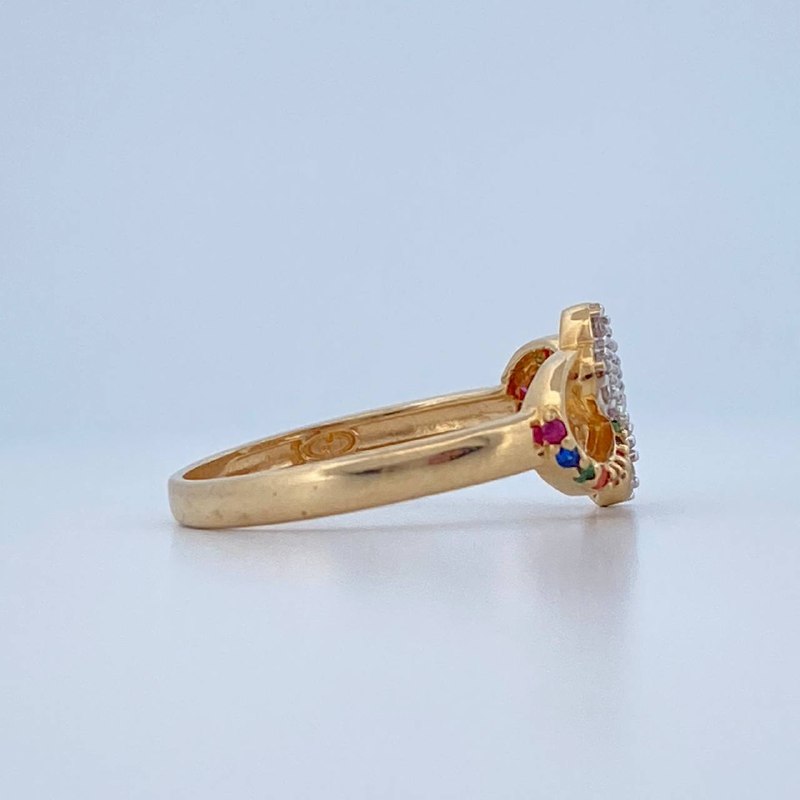 Anillo Infinito Corazones 2.75gr / T6 3/4 / Dos Oros Amarillo Blanco 18K &