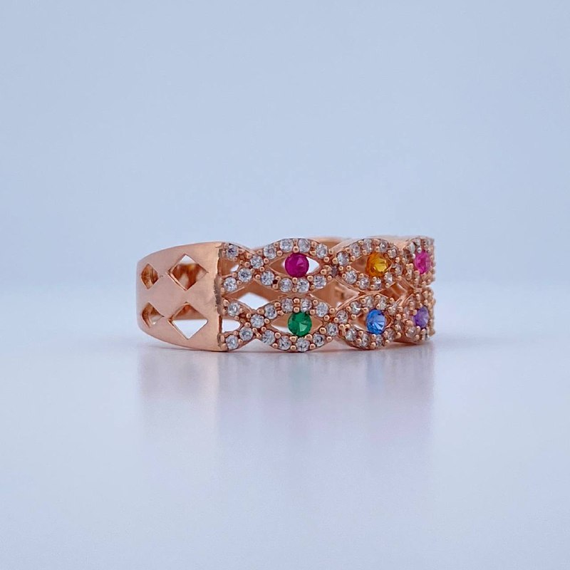 Anillo Ojos 4.65gr / T9 / Oro Rosa 18K &