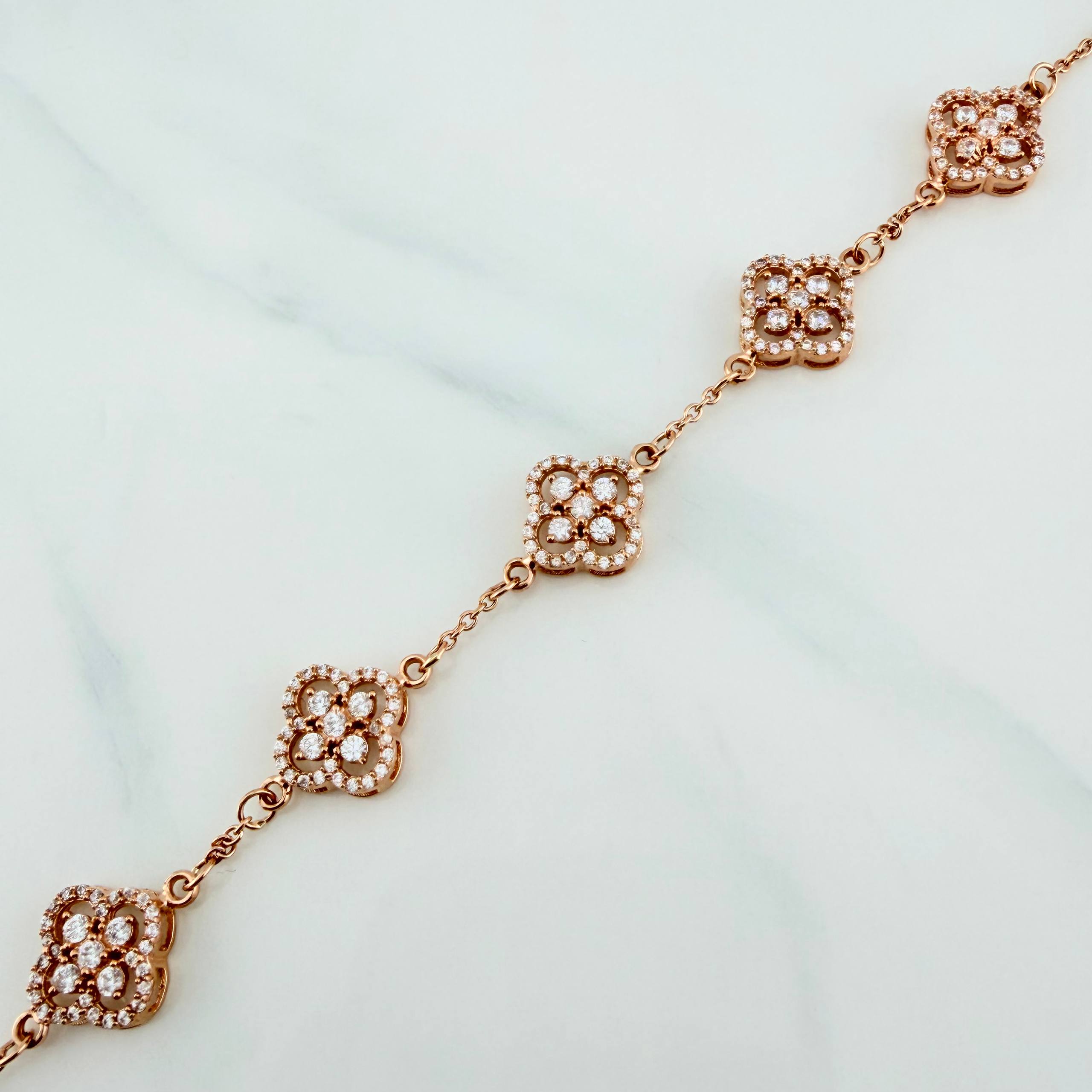 Pulso Trebol Aro Seguido 10 g / 20 cm / 1 mm Oro Rosa 18K
