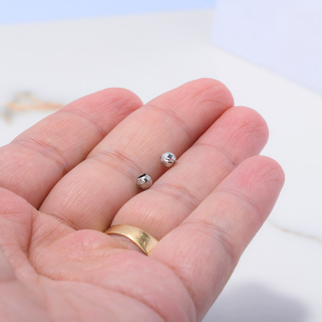 Bola Diamantada 4mm Oro Blanco $