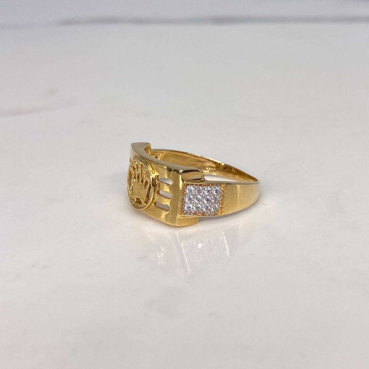 Anillo Corona RX 5.45gr / T9 1/4 / Circones Blancos Oro Amarillo &