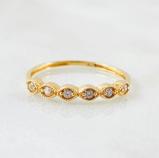 Anillo Linea de Ojos 1.1gr / T5 / Oro Amarillo 18K *