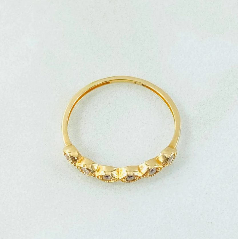 Anillo Linea de Ojos 1.1gr / T5 / Oro Amarillo 18K *