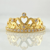 Anillo Corona Corazones 2.8gr / T7 3/4 / Oro Amarillo 18K