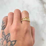 Anillo Corona Corazones 2.8gr / T7 3/4 / Oro Amarillo 18K