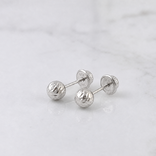 Topos Bola 0.8gr / 6mm Diamantada Oro Blanco 18K