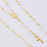 Rosario Virgen Milagrosa Cruz Cristo 3.95g / 55cm / 2.25mm Oro Amarillo 18K