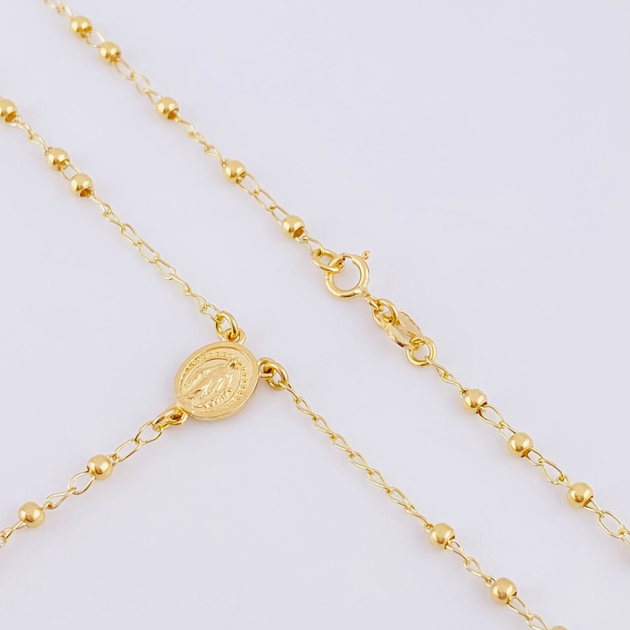 Rosario Virgen Milagrosa Cruz Lisa 3.85g / 55cm / 2.25mm Oro Amarillo 18K