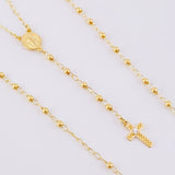 Rosario Virgen Milagrosa Cruz Malla 4.05g / 55cm / 2.25mm Oro Amarillo 18K