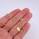 Rosario Virgen Milagrosa Cruz Malla 4.05g / 55cm / 2.25mm Oro Amarillo 18K