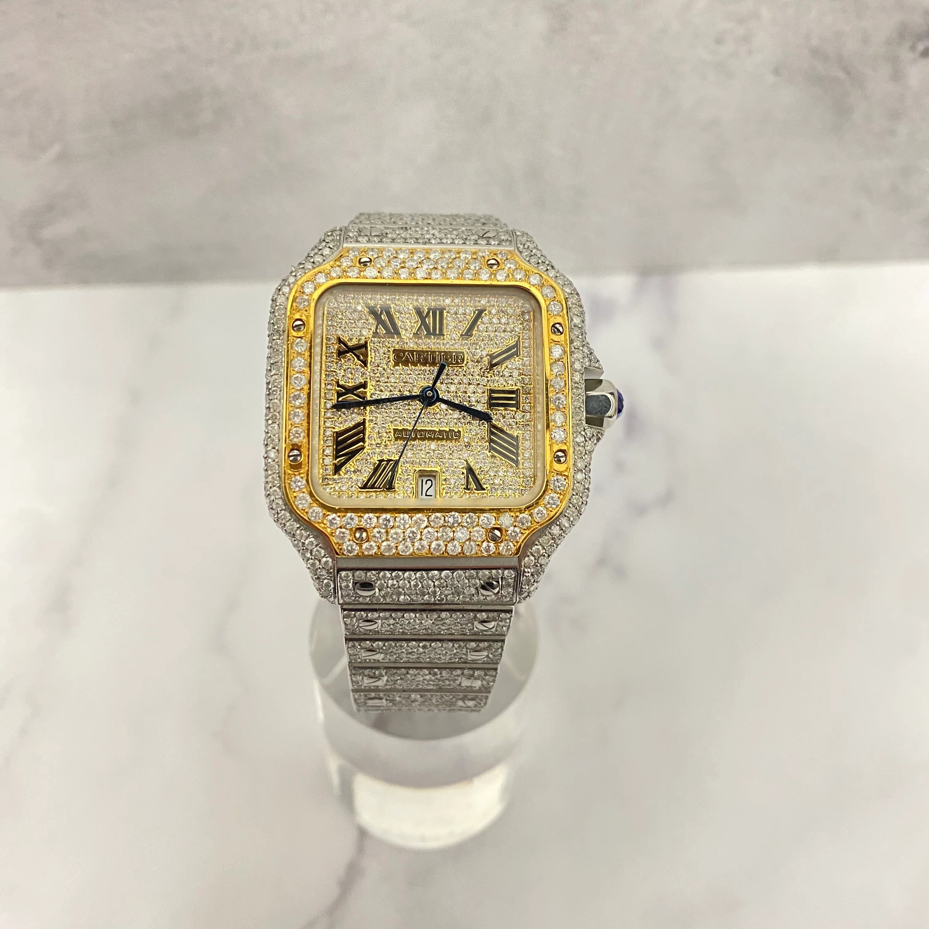 Reloj Cartier Santos Yellowstone 41mm Diamantes Acero y Oro Aftermarket Ω