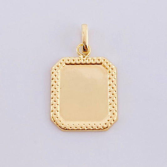Dije Placa Marco Bordeado 0.65 g / 2.3 cm Oro Amarillo 18K