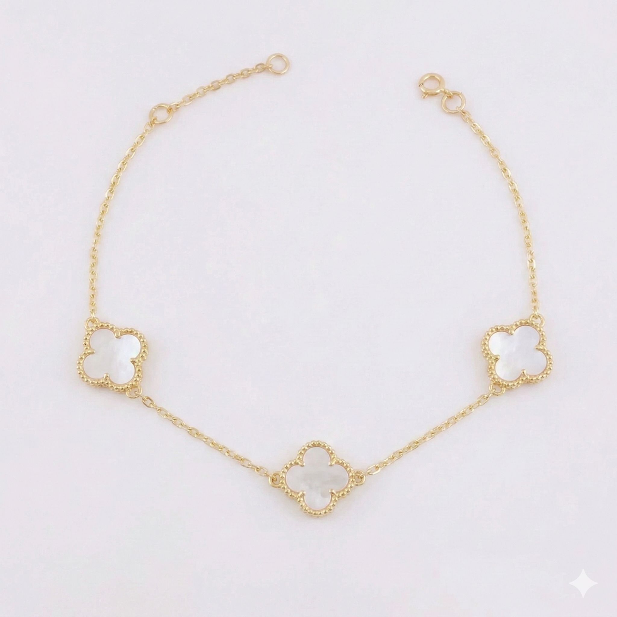 Pulso Modulable Trebol Blanco 2.25 g / 16.2 cm - 14.5 cm / 0.55 mm Oro Amarillo 18K