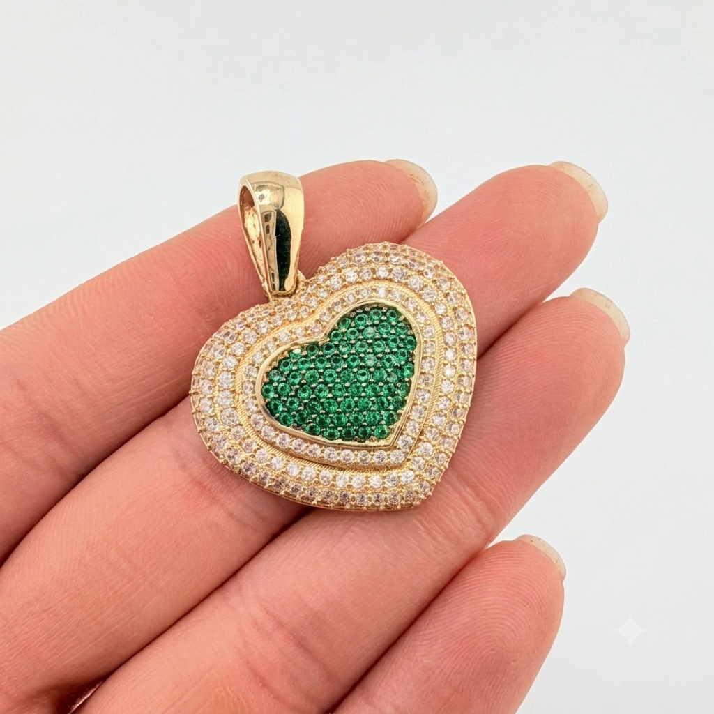 Dije Halo Corazón Tupido 9.75g / 3.5cm Oro Amarillo 18K