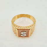 Anillo Sello Signo Dólar 6.2gr / T11 / Tres Oros 18K