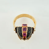 Anillo Casco de Gladiador 9.5gr / T10 1/2 / Dos Oros Amarillo Rosa 18K