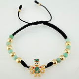 Pulsera Negra Herraje Pato Bolsa Dinero 2.5gr / 5mm-3mm Oro Amarillo 18K *