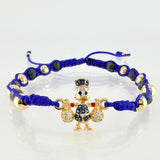 Pulsera Azul Herraje Pato Bolsa Dinero 2.65gr / 5mm-3mm Oro Amarillo 18K *