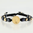 Pulsera Negra Herraje Virgen Guadalupe 1.58gr / 5mm-3mm Oro Amarillo 18K *