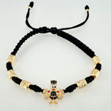 Pulsera Negra Herraje Pato Bolsa Dinero 2.67gr / 5mm-3mm Oro Amarillo 18K *