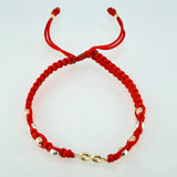 Pulsera Roja Herraje Infinito 1.15gr / 4mm-3mm Tres Oros 18K *