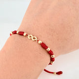 Pulsera Roja Herraje Infinito 1.06gr / 4mm-3mm Oro Amarillo 18K *
