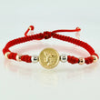 Pulsera Roja Herraje San Miguel Arcangel 1.22gr / 4mm-3mm Tres Oros 18K *
