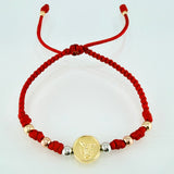 Pulsera Roja Herraje San Miguel Arcangel 1.22gr / 4mm-3mm Tres Oros 18K *