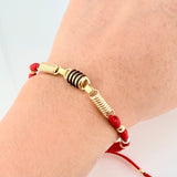 Pulsera Roja Herraje Retazo Rustico 2.4gr / 4mm-3mm Tres Oros 18K *