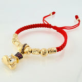 Pulsera Roja Dije Cara Pato 6.57gr / 7mm-4mm Oro Amarillo 18K *
