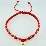Pulsera Roja Dije Corazon 1.4gr / 4mm-3mm Tres Oros 18K *
