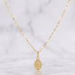 Set Cadena Flor Espejo + Dije Virgen Milagrosa / 1.15g / 45cm Oro Amarillo 18K