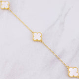 Pulso Espiga Trébol Nácar 4.45g / 19.3cm / 1.5mm Oro Amarillo 18K