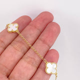 Pulso Espiga Trébol Nácar 4.45g / 19.3cm / 1.5mm Oro Amarillo 18K