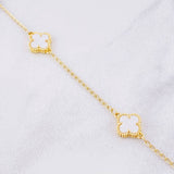Pulso Espiga Trébol Nácar 4.8g / 19.4cm / 1.5mm Oro Amarillo 18K