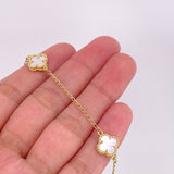 Pulso Espiga Trébol Nácar 4.65g / 20cm / 1.5mm Oro Amarillo 18K