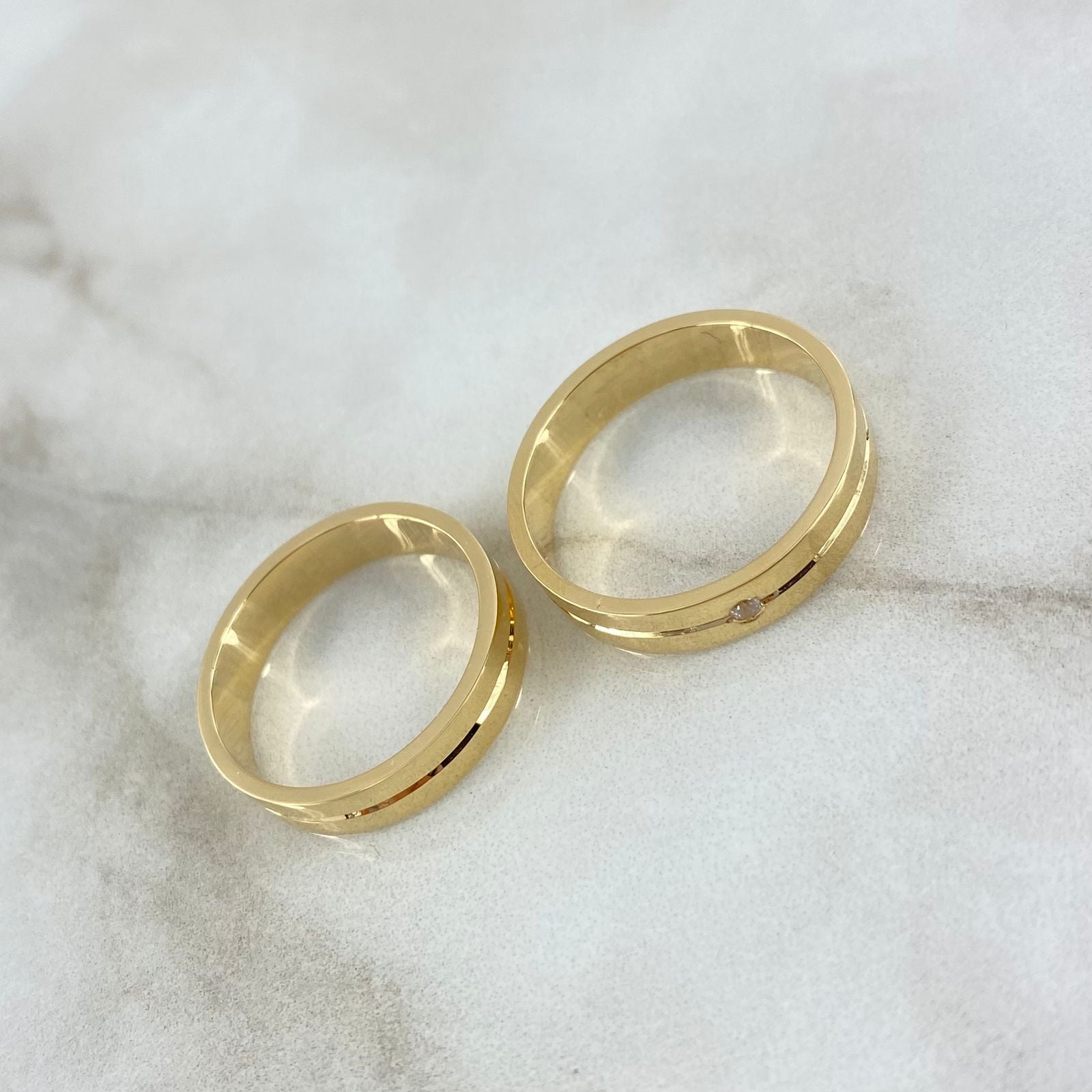 Fabricacion Bajo Pedido Anillo Argollas Circon Central Matrimonio 10gr / Oro Amarillo *